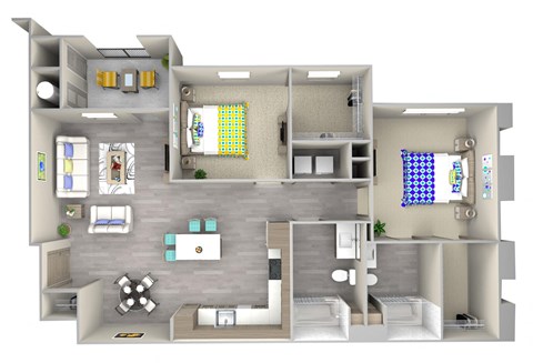 ocean b5 Floor Plan at Las Positas Apartments, Camarillo